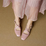 Cavra Genuine Leather Cross-Strap Heels
