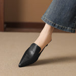 Cloe Genuine Leather Pointed-Toe Mules