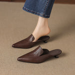 Cloe Genuine Leather Pointed-Toe Mules