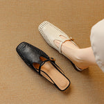Livia Genuine Leather Basketweave Mule Pumps