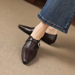 Aster Genuine Leather Chisel-Toe Pumps