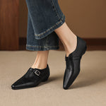Aster Genuine Leather Chisel-Toe Pumps
