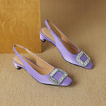 Glea Genuine Leather Slingback Heels