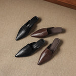 Cloe Genuine Leather Pointed-Toe Mules
