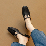 Livia Genuine Leather Basketweave Mule Pumps