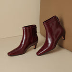 Nolia Genuine Leather Square-Toe Boots