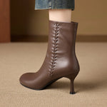 Aylan Genuine Leather Stiletto Ankle Boots