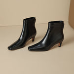 Nolia Genuine Leather Square-Toe Boots