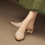 Iris Genuine Leather Chiseled-Toe Mules