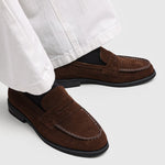 Milan Cowhide Suede Penny Loafers