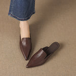 Cloe Genuine Leather Pointed-Toe Mules