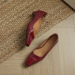 Olga Genuine Leather Square-Toe Heel Pumps