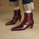 Nolia Genuine Leather Square-Toe Boots
