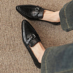 Nova Genuine Leather Pointed-Toe Loafers