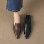 Cloe Genuine Leather Pointed-Toe Mules