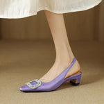 Glea Genuine Leather Slingback Heels