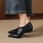 Aster Genuine Leather Chisel-Toe Pumps