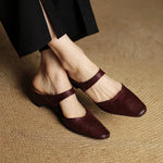 Cavie Genuine Leather Square-Toe Mules