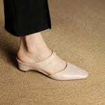 Cavie Genuine Leather Square-Toe Mules