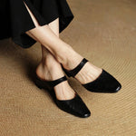 Cavie Genuine Leather Square-Toe Mules