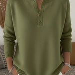 Helena™ | Henley Button-Up Knit Sweater
