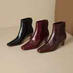 Nolia Genuine Leather Square-Toe Boots