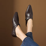 Aster Genuine Leather Chisel-Toe Pumps