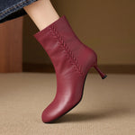 Aylan Genuine Leather Stiletto Ankle Boots