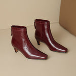 Nolia Genuine Leather Square-Toe Boots