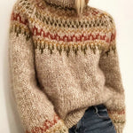 Baumwollpullover mit gemischtem neutralem Fair-Isle-Muster