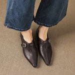 Aster Genuine Leather Chisel-Toe Pumps