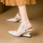 Velour Genuine Leather Slingbacks