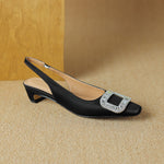 Glea Genuine Leather Slingback Heels