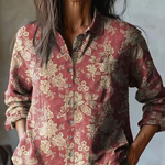 LILA FLORAL EMBROIDERED LINEN SHIRT