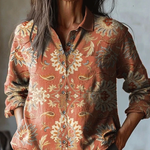 LILA FLORAL EMBROIDERED LINEN SHIRT