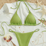 Antonella® | Blue Bikini With High Band and V-neck