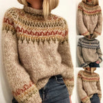 Baumwollpullover mit gemischtem neutralem Fair-Isle-Muster