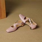 Cavra Genuine Leather Cross-Strap Heels