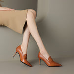 Nyla Genuine Leather Pointed-Toe Heel Pumps