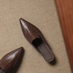Cloe Genuine Leather Pointed-Toe Mules