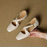 Cavra Genuine Leather Cross-Strap Heels
