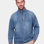Stonewash Denim Quarter Zip Jacket - Cross & Crown