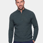 Stripe Quarter Zip Wool Sweater - Cross & Crown
