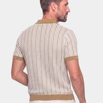 Striped Knit Polo Shirt - Cross & Crown
