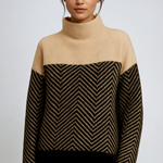 Halle | Chevron Funnel-Neck Sweater
