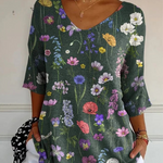 Coralie | Botanical Bloom V-Neck Tunic