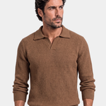 V-Neck Polo Pullover Ribbed - Cross & Crown