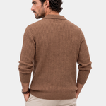 V-Neck Polo Pullover Ribbed - Cross & Crown