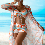 Boronia® | Printed High Waist Cover Up Bikini Set