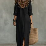 Celine™ | Black Maxi Dress with Buttons